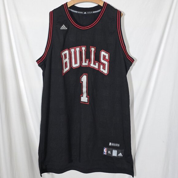 Addidas NBA Limited Edition Chicago BULLS 1 ROSE Black Jersey - Black - Sz XL* - Picture 1 of 5
